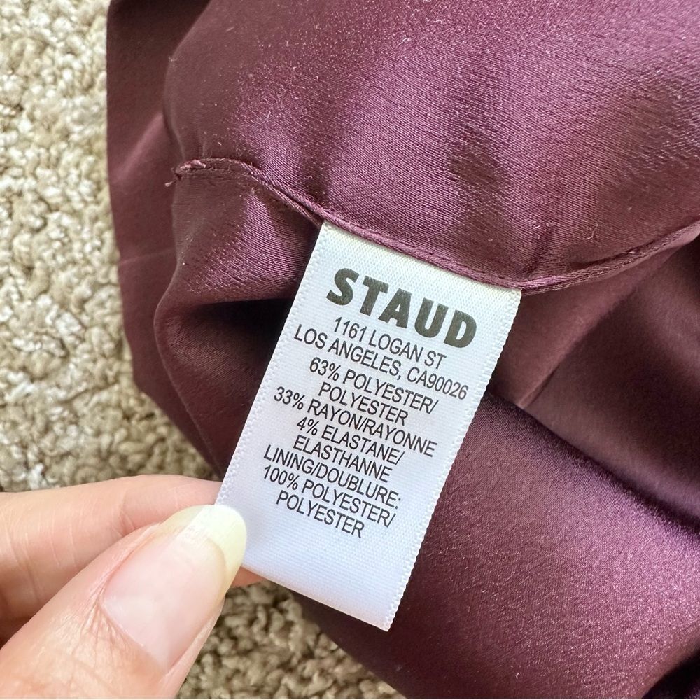 Staud Annette Mini Skirt in Burgundy Size 6 - Picture 8 of 9